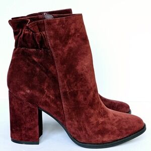 NEW Arturo Chiang Rakel Berry Suede Zip High Heel Ankle Boots Women sz 9.5 Sh934